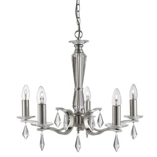SEARCHLIGHT ROYALE 5FLAMMIGE PENDELLEUCHTE SATIN SILBER