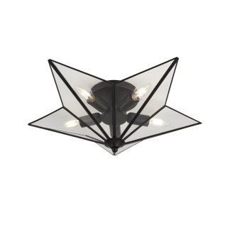 Searchlight STAR 5LT DECKENLEUCHTE - Schwarz mit Durchsichtig Glas PANELS