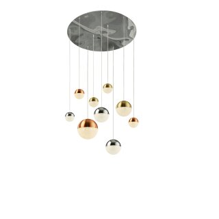 Searchlight Planets 9Lt Multi-Drop - Copper,Chrome,Brass & Crystal Sand