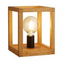 Searchlight Square Table Lamp - Wood & Black Metal