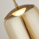 Searchlight Lisbon LED Ceiling Pendant - Satin Brass & Amber Glass